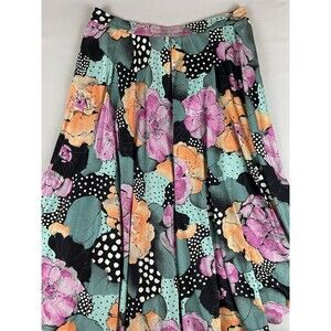 Carole Little For Saint Tropez West Jersey Knit Skirt Women's 10 Floral Vintage